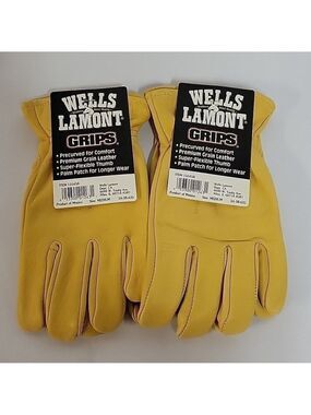 (2) Pairs NWT Wells Lamont Leather Grips, Gloves, Size Medium